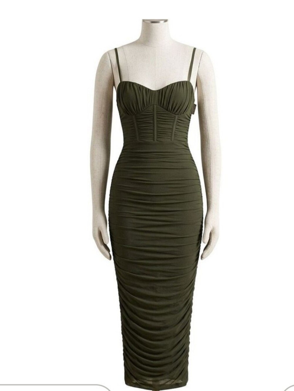 Hello Molly Ruched Midi Dress in Green Size Medium